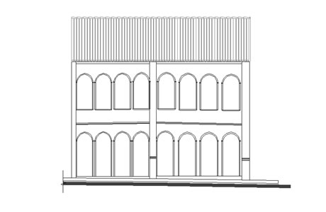 Desenho de fachada praa Horcio de Matos